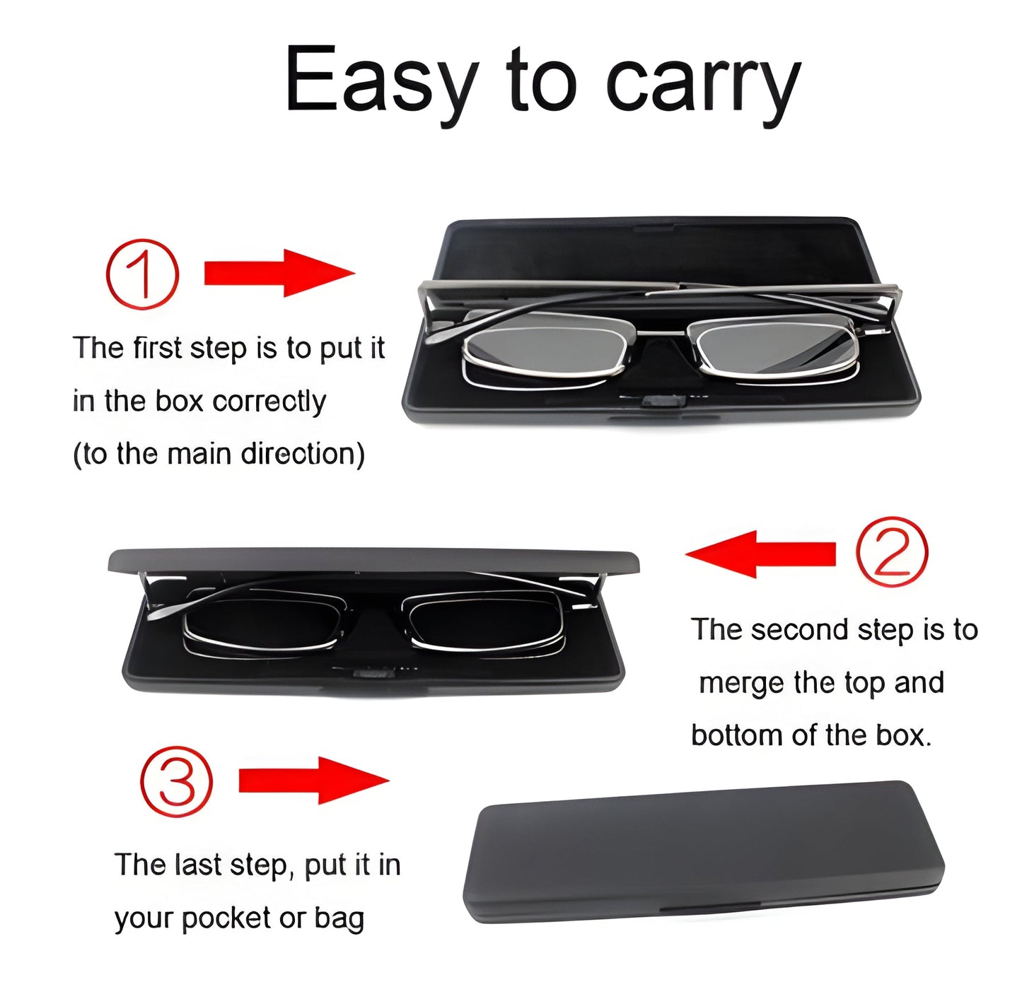 Compact Folding Reading Glasses with Durable Stainless Steel Frame