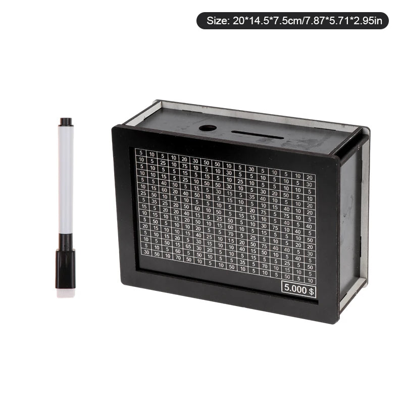 DIY Money Saving Box with Coin Counter for Adults – Wood Design, Goals: $1000, $2000, or $5000
