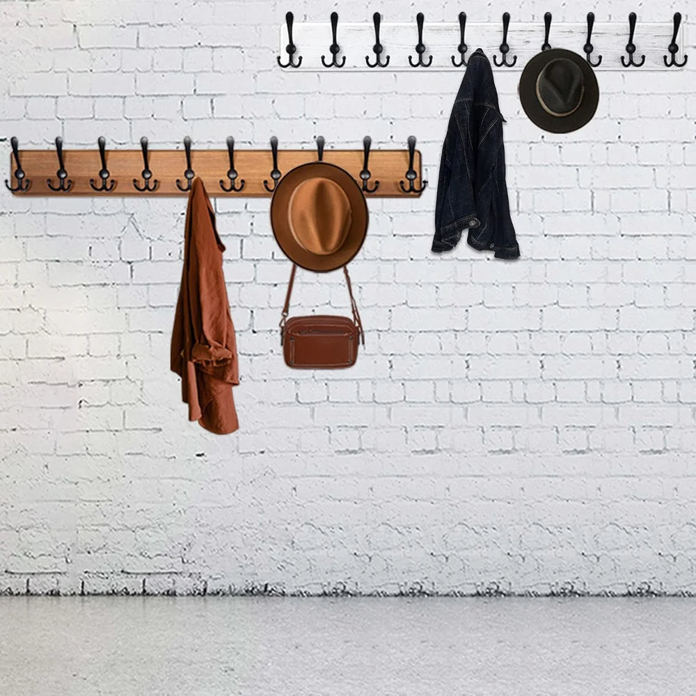 38-Inch Wooden Coat Stand with 10 Hooks and 30 Hanging Spaces