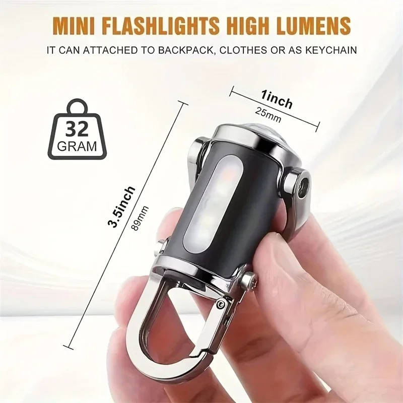 Keychain Flashlight with COB Floodlight and LED – 6 Brightness Settings