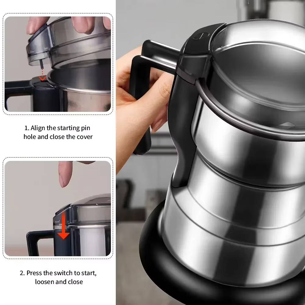 Precision Coffee Bean Grinder with 400W Power and Six Cutting Blades