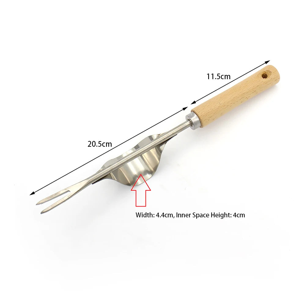 Manual V-Shaped Root Remover Tool with Long Wooden Handle for Gardens