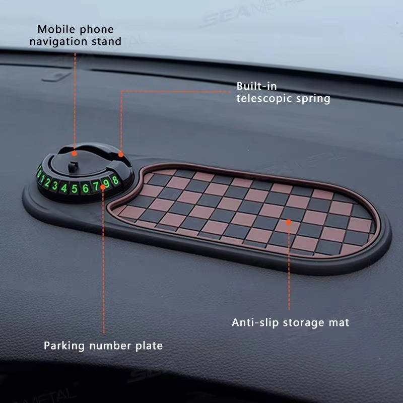 360-Degree Rotating Dashboard Phone Mount with Storage Tray and Anti-Slip Grip