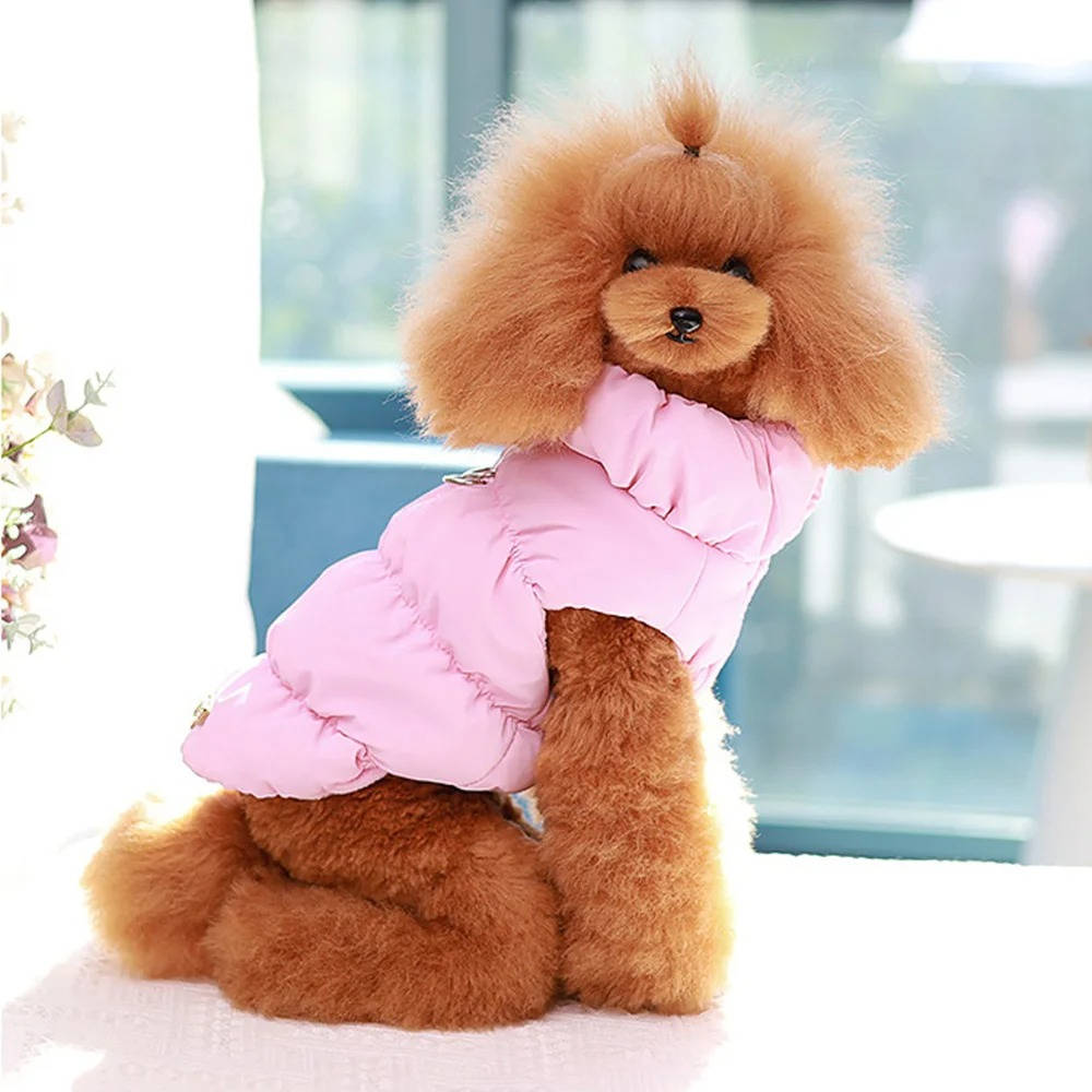 Windproof Cotton Dog Coat for Small to Medium Breeds with Fleece Lining