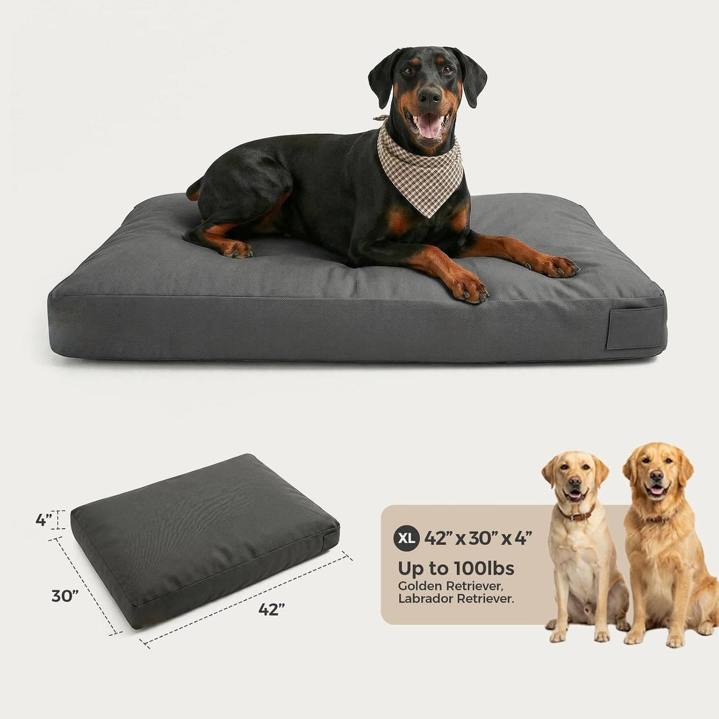 42 Inch Tough & Comfy Dog Bed for Heavy Chewers