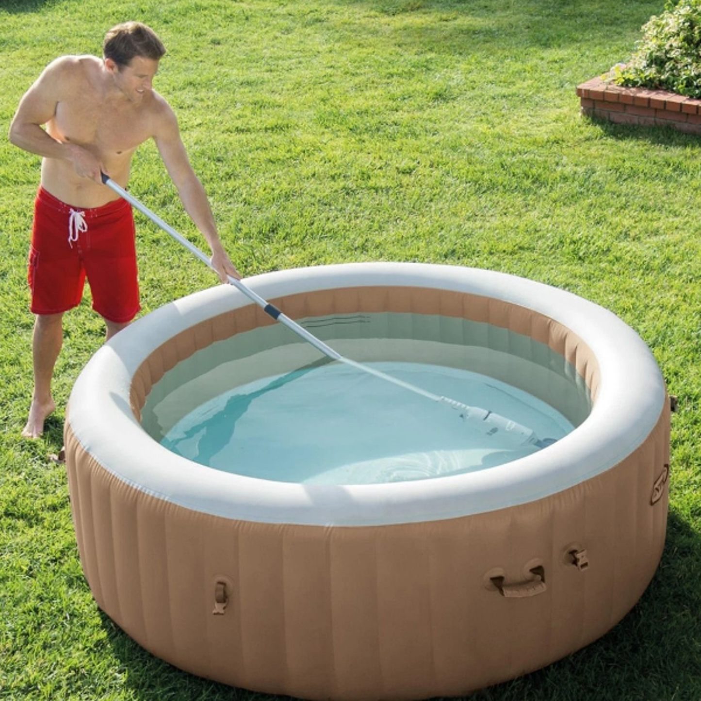 Wireless Pool Cleaning Device with Dual Brush Attachments
