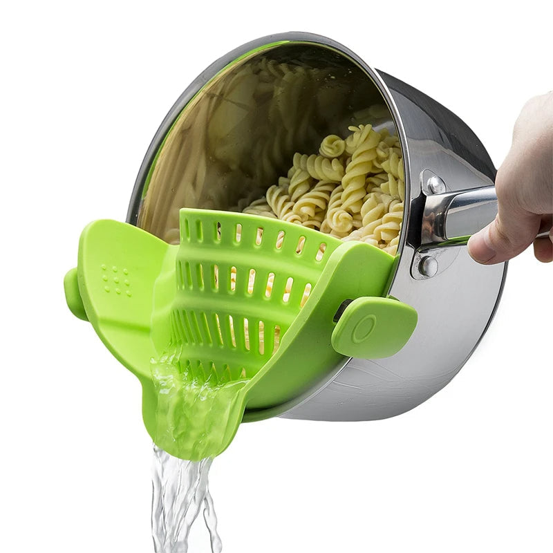 Silicone Pot Strainer Clip-On for Draining Pasta, Vegetables, Rice