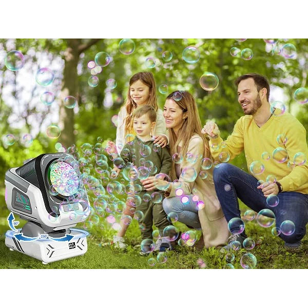 Dynamic Bubble Dispenser with 150-Degree Motion and Colorful LED Lights