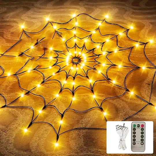Enchanting Purple Halloween Web Lights for Outdoor Fun