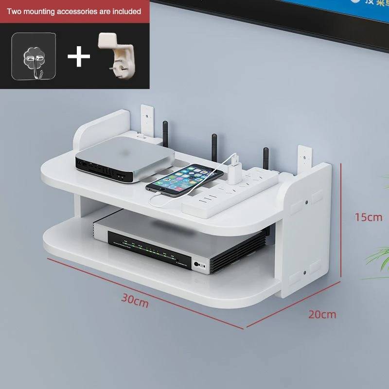Floating Wall-Mounted Shelf for WiFi Router, Modem, and Cable Storage
