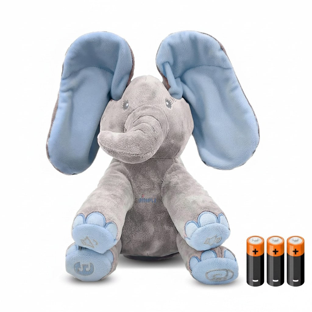 Plush Elephant Toy with Music and Peek-a-Boo Function