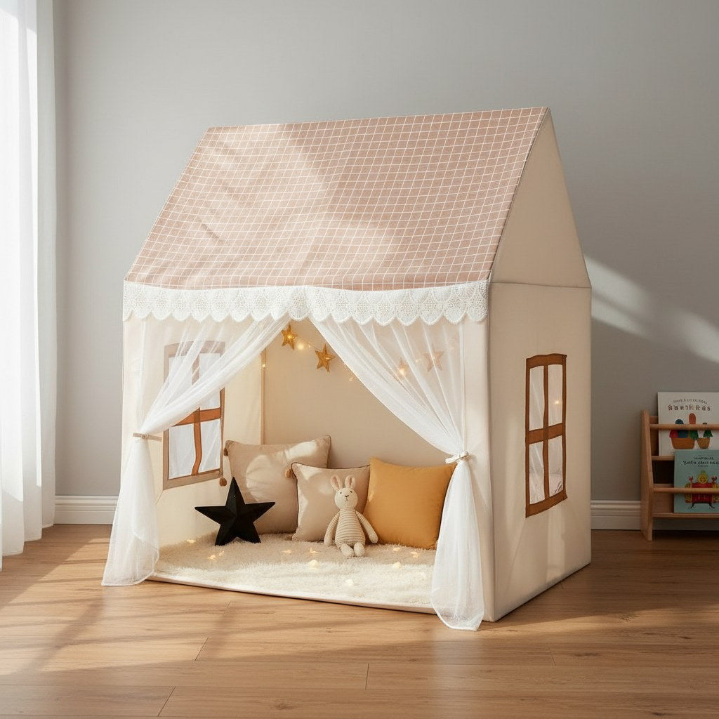 Plaid Roof Play Tent for Children