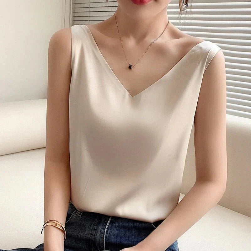 Elegant Silken Women's Tank Top for All-Day Comfort