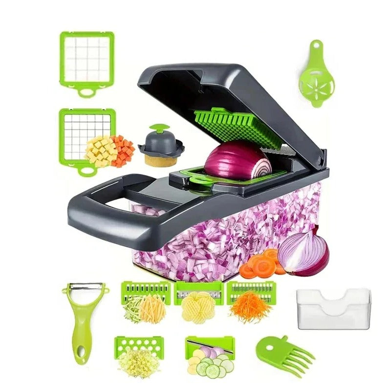 Multi-Function Vegetable Cutter with Slicing, Grating, and Ricing Tools