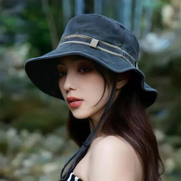 Adjustable Hiking Hat with Mesh Vents, Foldable Wide Brim Sun Hat for All