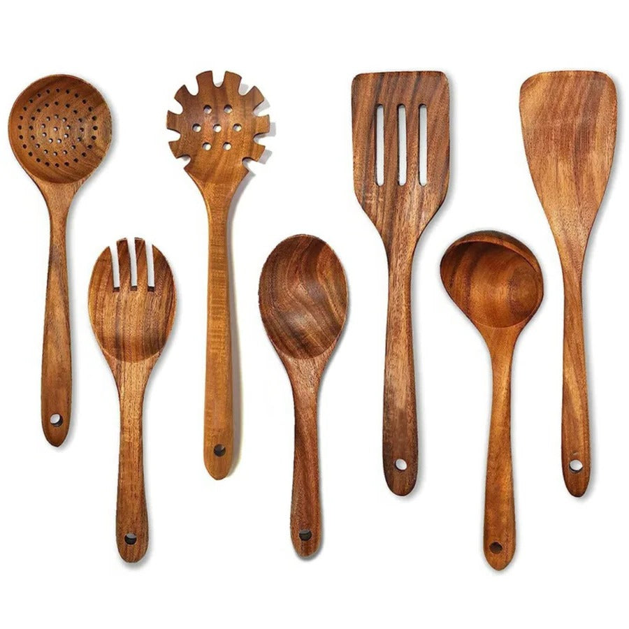 Essential Teak Cooking Utensil Collection - 4-Piece Set