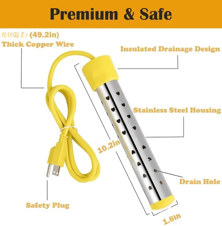Portable Electric Water Heater with Safety Guard and Insulated Grip, 220V Kit