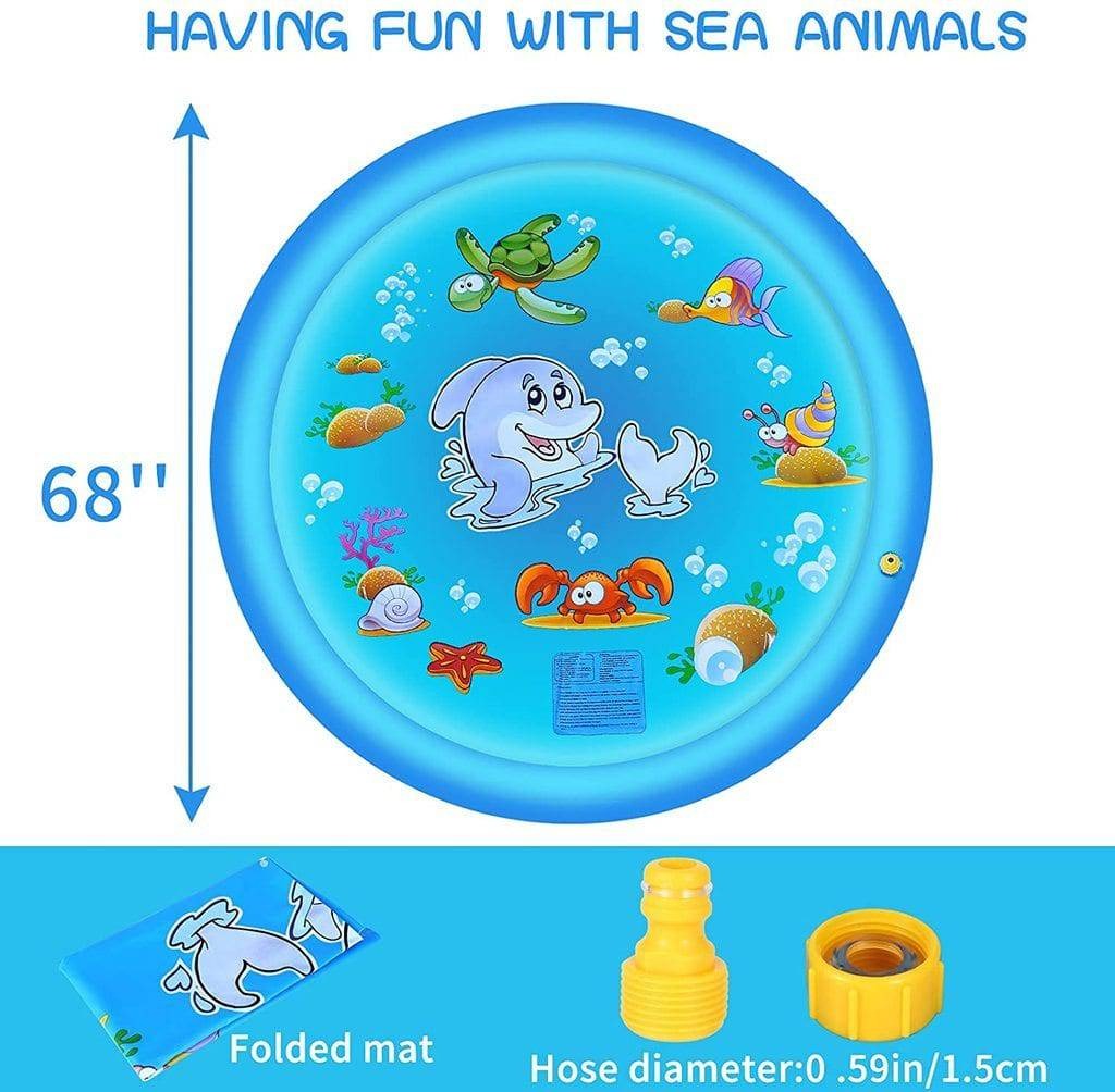 68-Inch Water Play Mat with Adjustable Fountain and Safety Edge