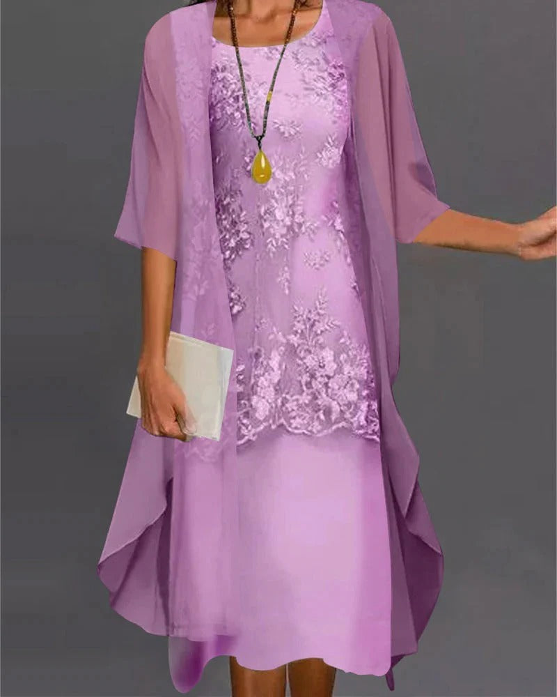 Elegant Two-Piece Layered Dress Ensemble for Special Occasions