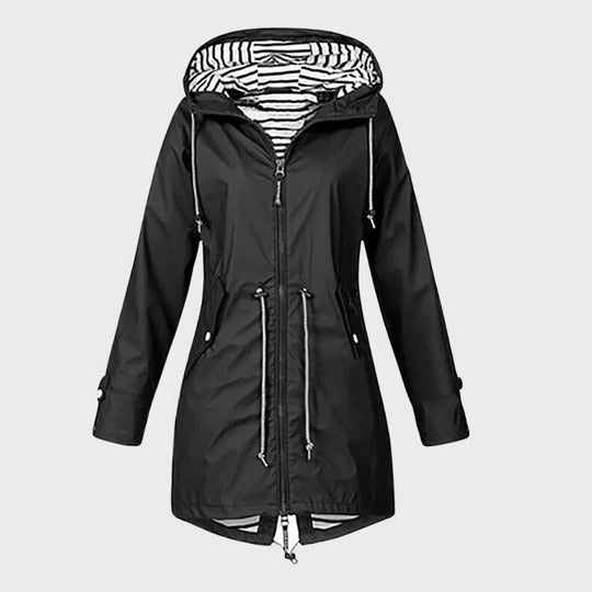 Extended Waterproof Rain Jacket with Adjustable Hood