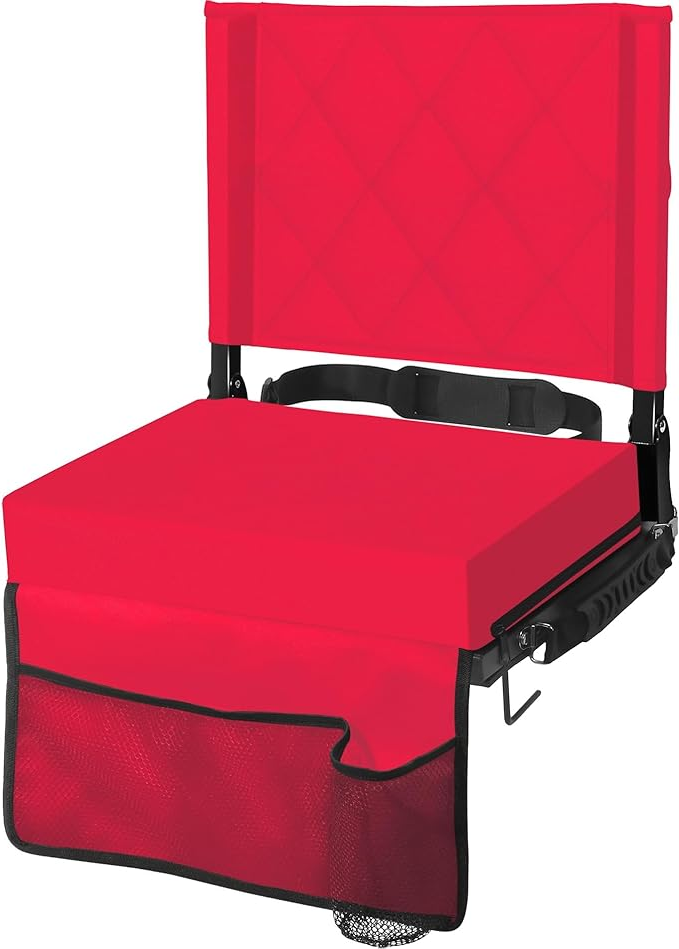 Portable Bleacher Seat with Supportive Backrest and Easy Carry Strap