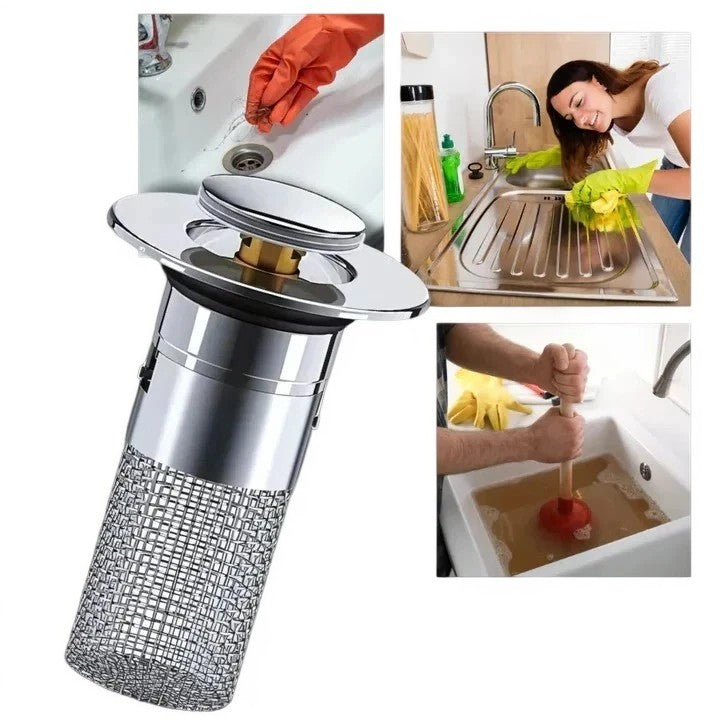 Smart Sink Stopper with Odor Barrier and Built-In Strainer