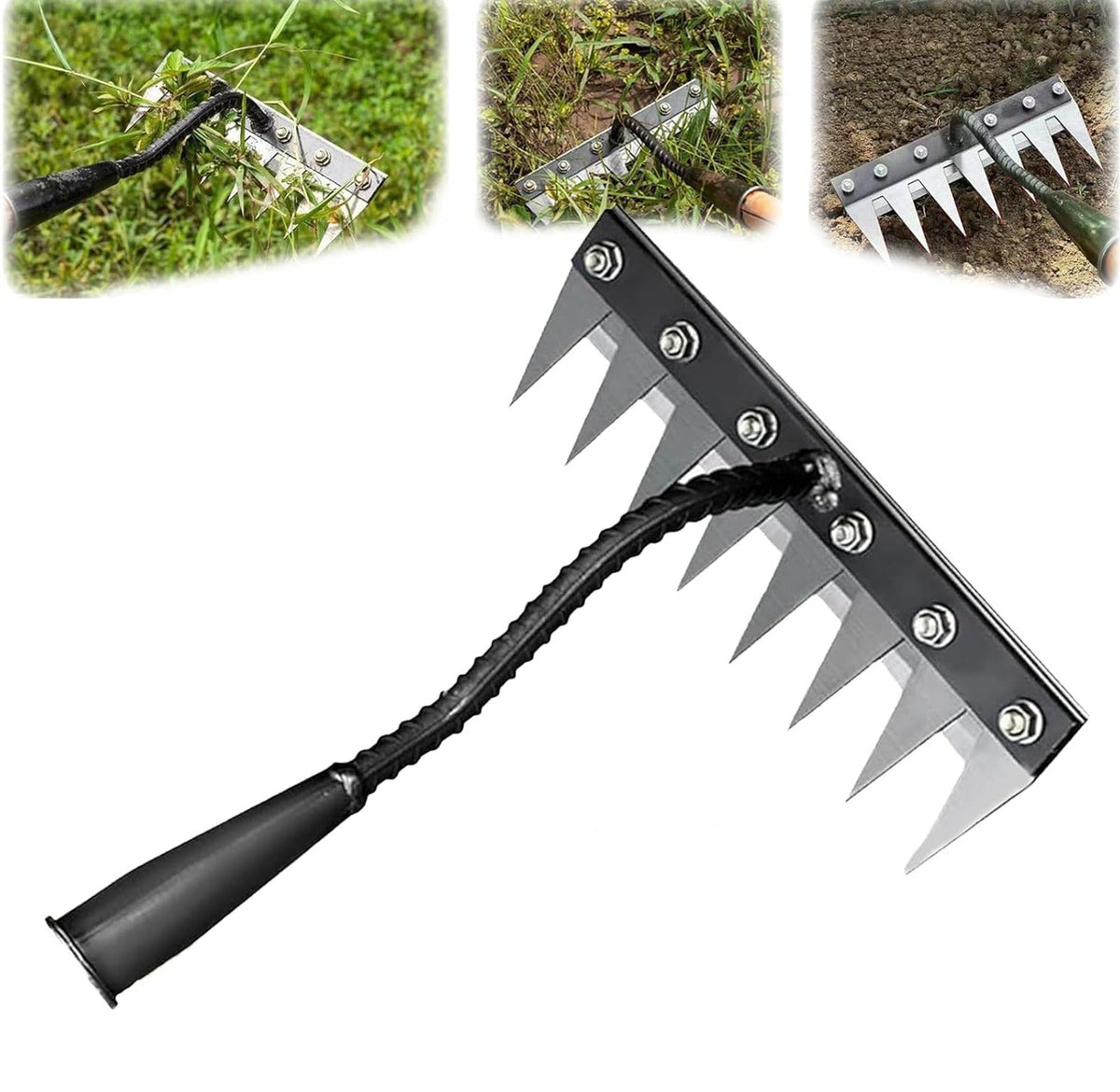 Precision Gardening Rake with Durable Steel Head and Ergonomic Grip