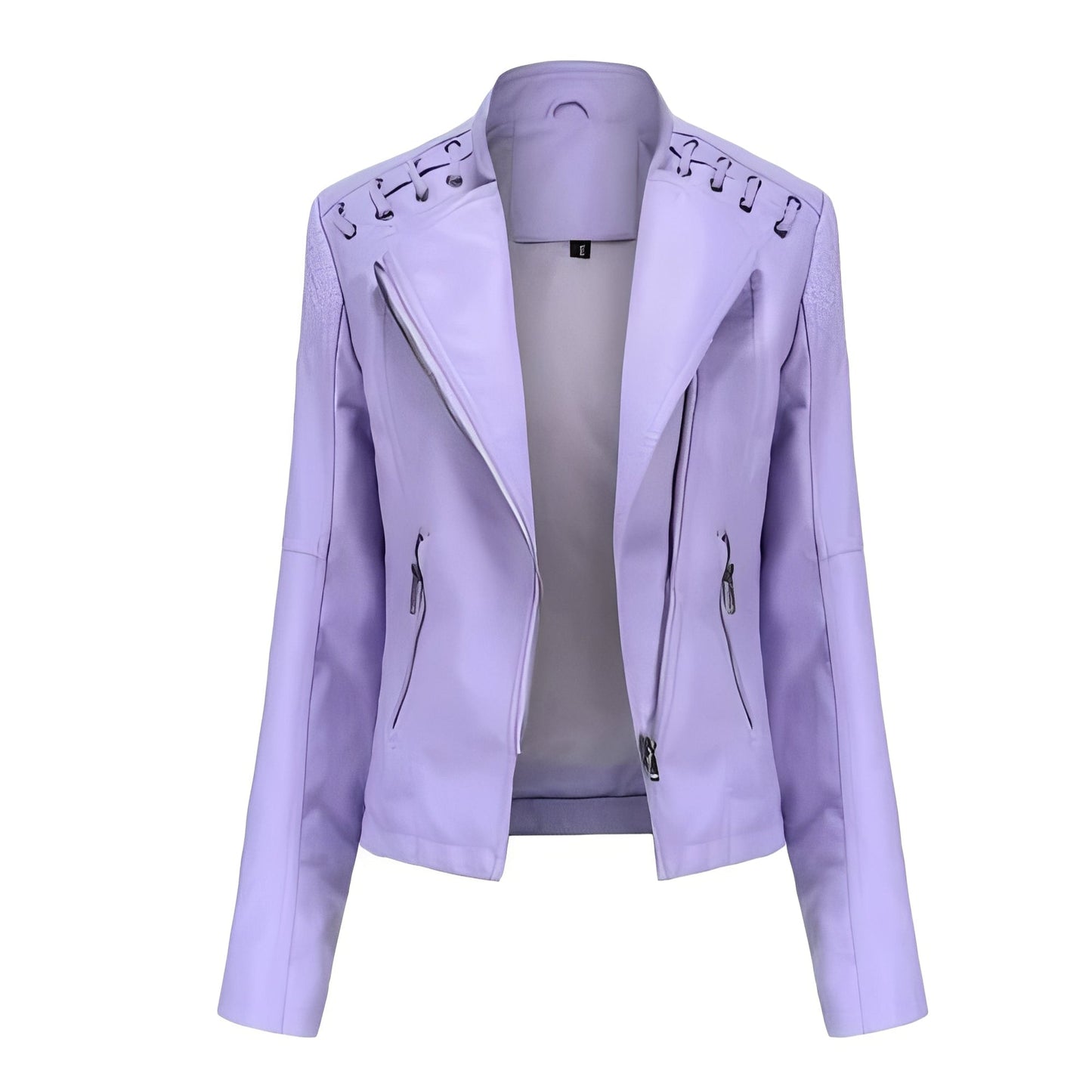 Chic Women's Lambskin Leather Jacket with Sleek Closure