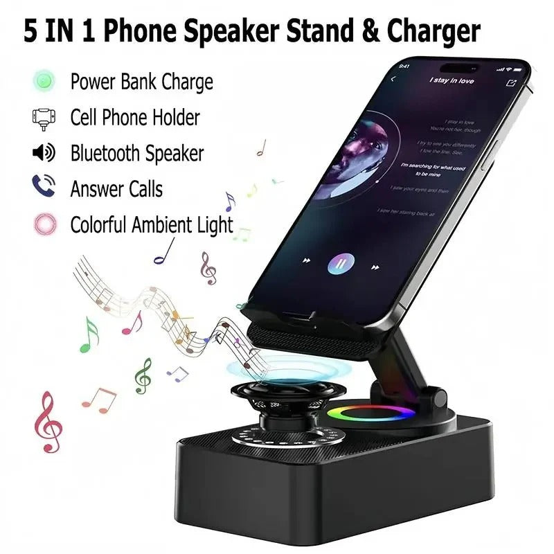 Portable Multi-Function Stand with Bluetooth Speaker & Charger