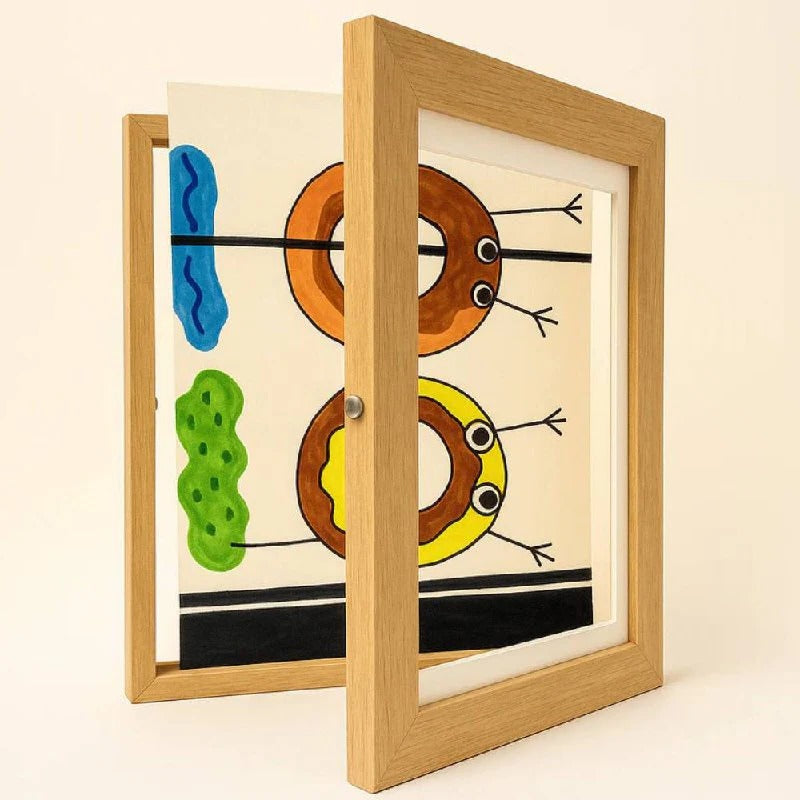 Magnetic Artwork Showcase Frame with 150-Piece Storage