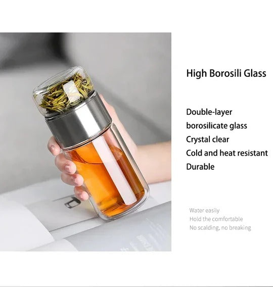 Smart Double-Wall Tea Infuser Bottle with Built-In Strainer