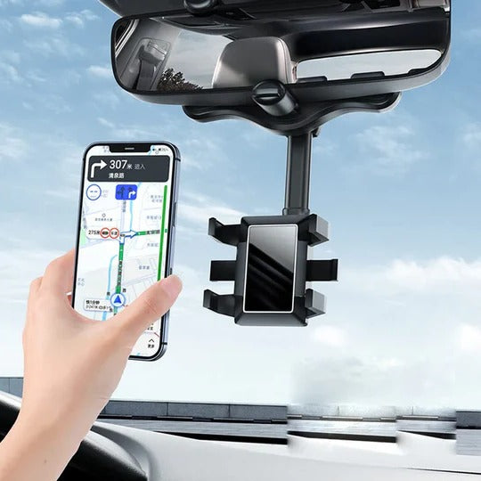 Versatile Rearview Mirror Smartphone Mount with Adjustable Features