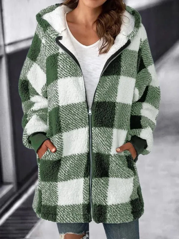 Plaid Oversized Hoodie for Women - Casual Fleece Jacket, S to 5XL
