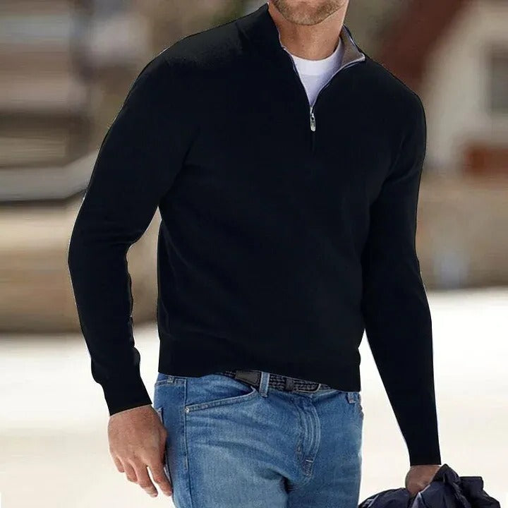 Men's Luxe Cashmere Blend Zip-Up Sweater - Comfort Fit