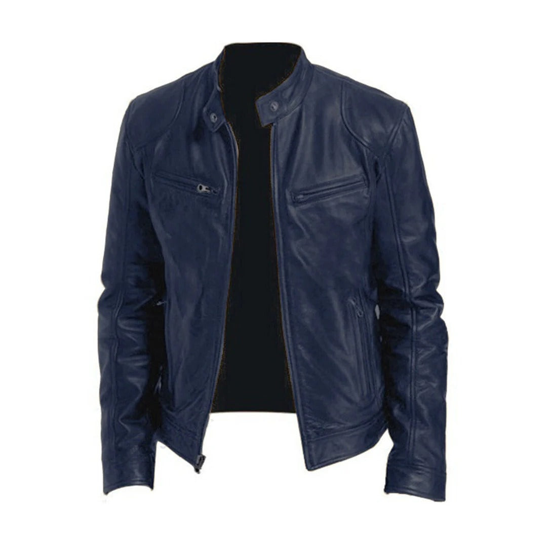 Men's Stylish Faux Leather Jacket with Breathable Lining and Light Insulation