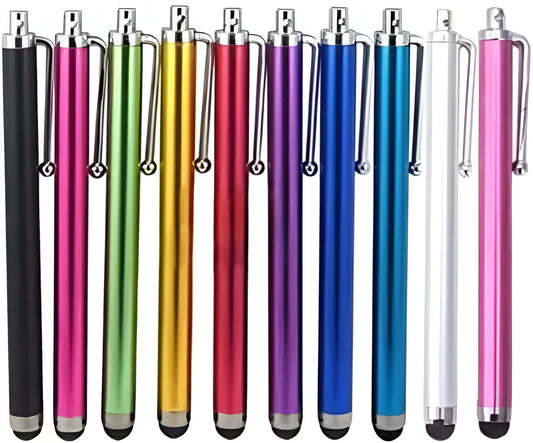 10-Pack of Capacitive Stylus Pens with Soft Rubber Tips for Tablets, Phones, Kindles, and Laptops