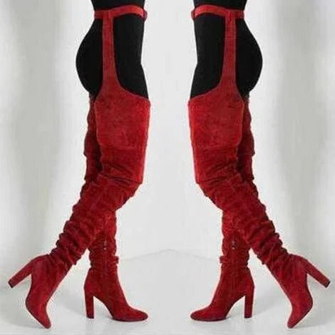 Chic Slouchy Thigh High Boots with Adjustable Waist Belt