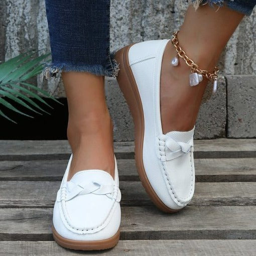 Slip-On Loafers for Women in Soft Leather – Non-Slip Walking Shoes, Size 4-10