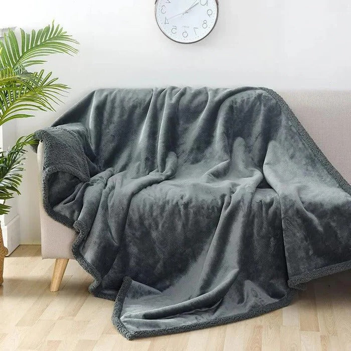 Reversible Waterproof Throw Blanket for Sofa and Bed - Machine Washable in Black, Brown, Gray