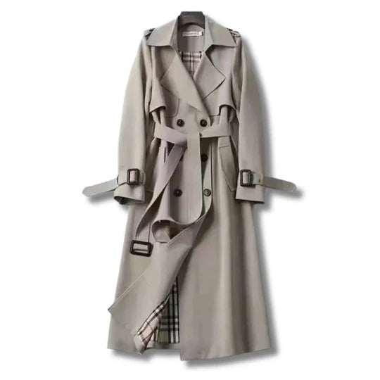 Essential Long Trench Coat with Customizable Fit for Everyday Use