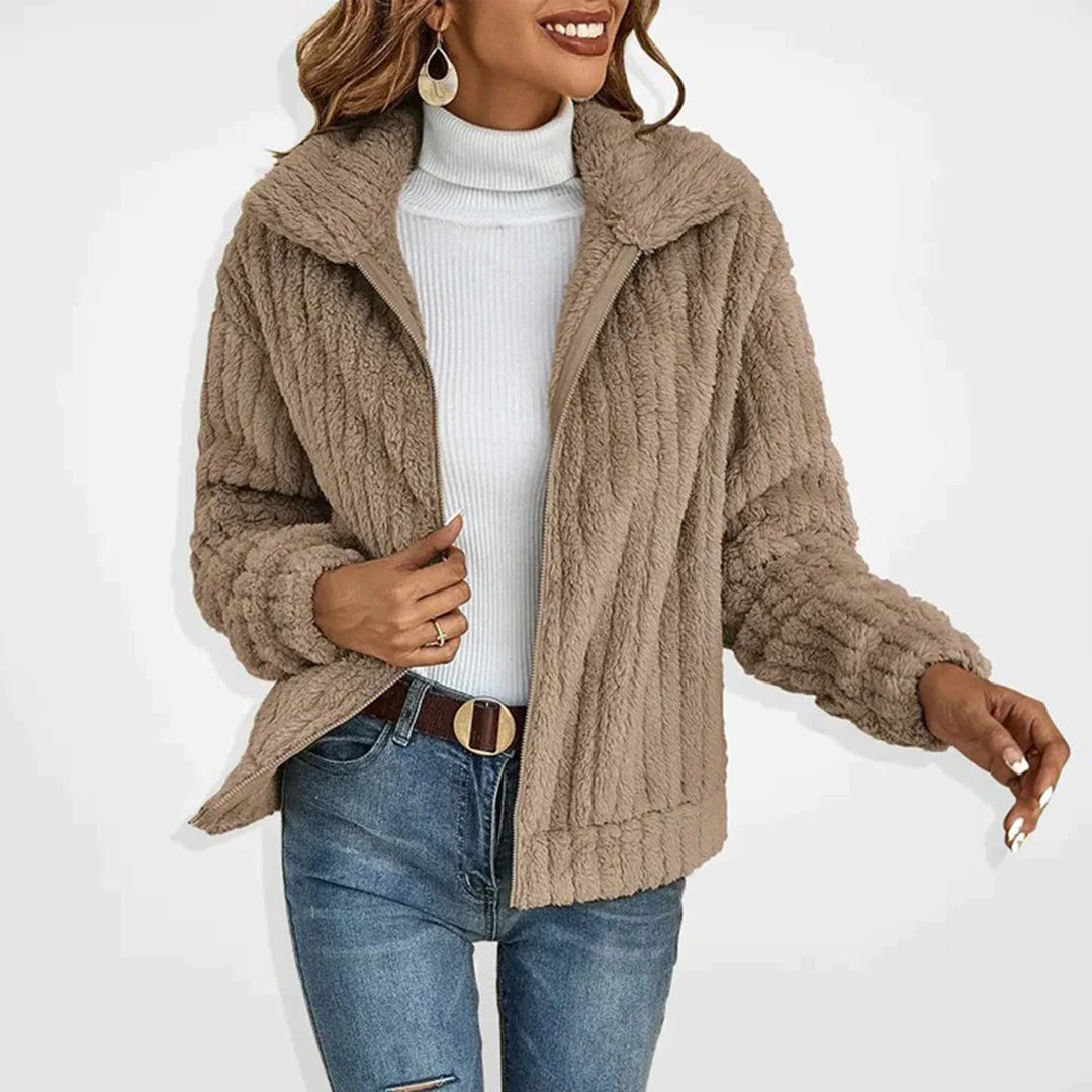 Soft Warm Long Cardigan for Women with Stand Collar and Pockets