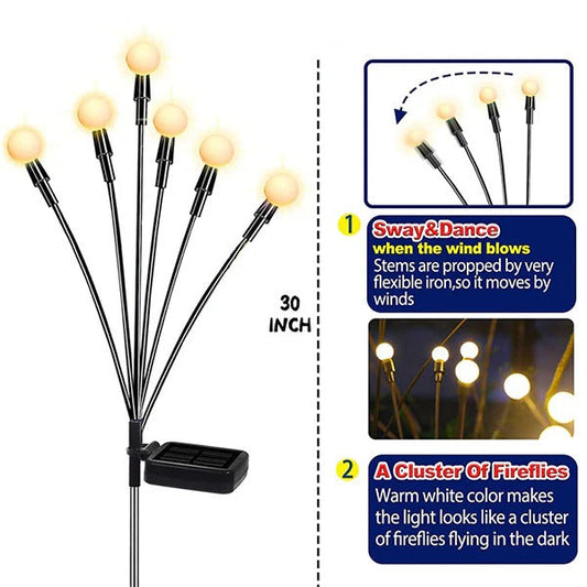 30in Solar Garden Light with Flexible Stems and Two Lighting Options
