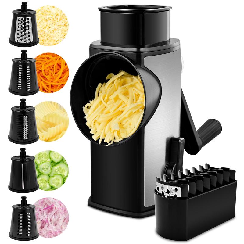 Versatile Kitchen Grater with 5 Easy-Swap Blades and Suction Base