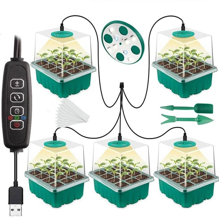 Seedling Starter Tray with Full Spectrum Grow Light and Humidity Dome