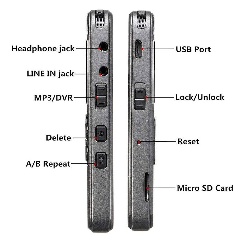 64GB Smart Digital Voice Recorder with MP3 Playback