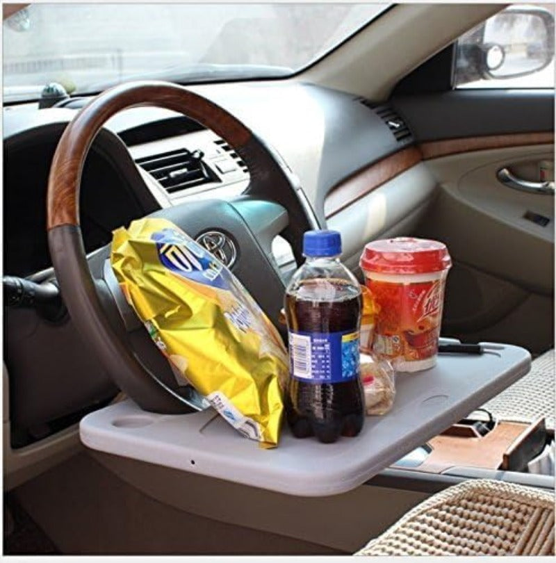 Desk for Car Steering Wheel with Beverage Holder