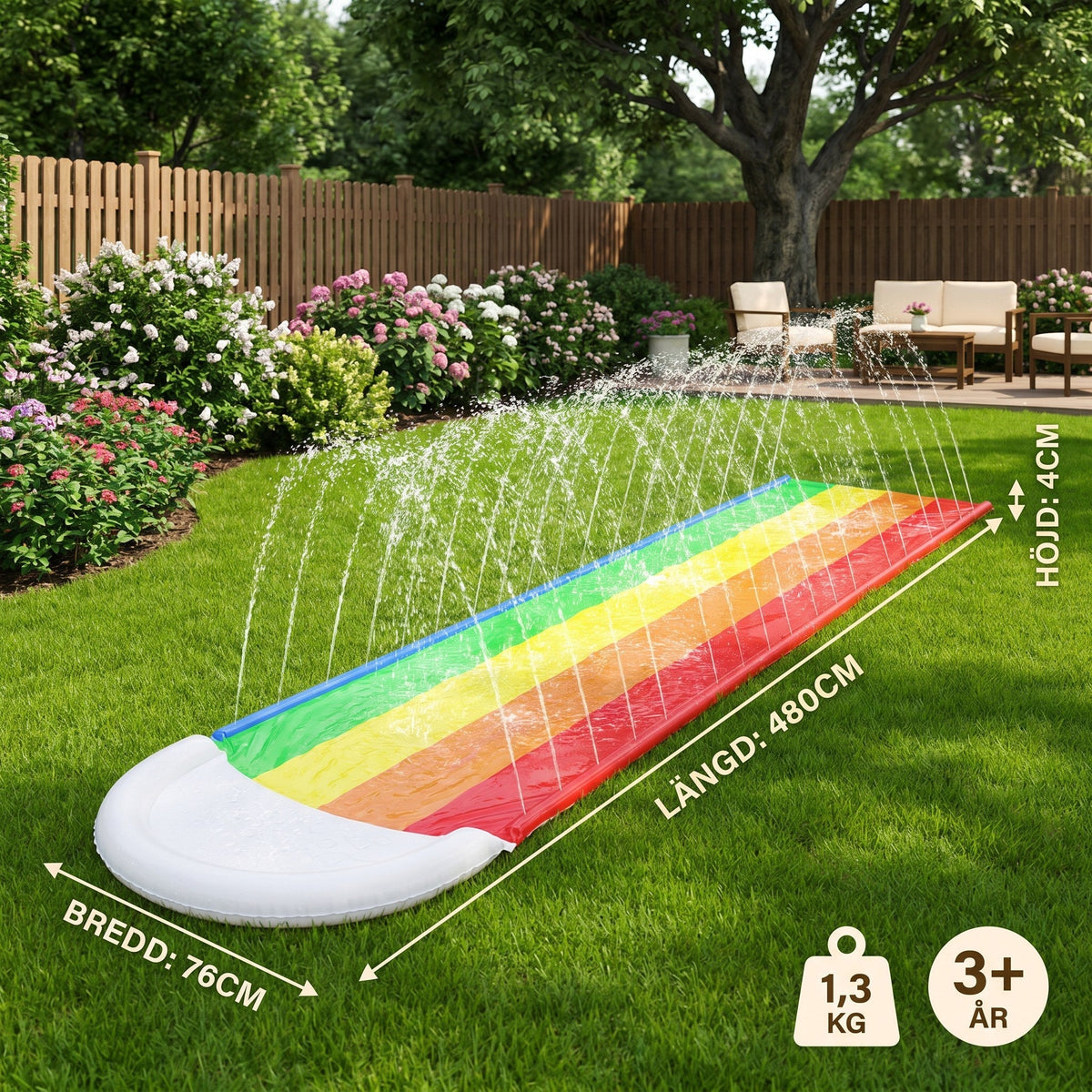 Kids' Inflatable Water Slide with Rainbow Design