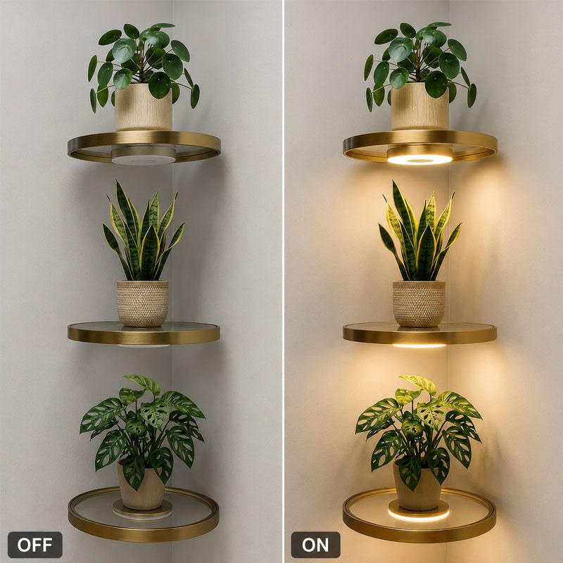LED Illuminated Corner Shelf for Floating Display