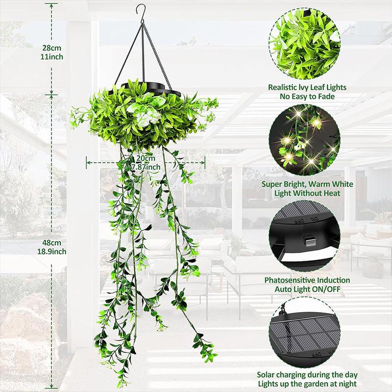 Solar Hanging Lantern with Ivy Design – 8 Lighting Options