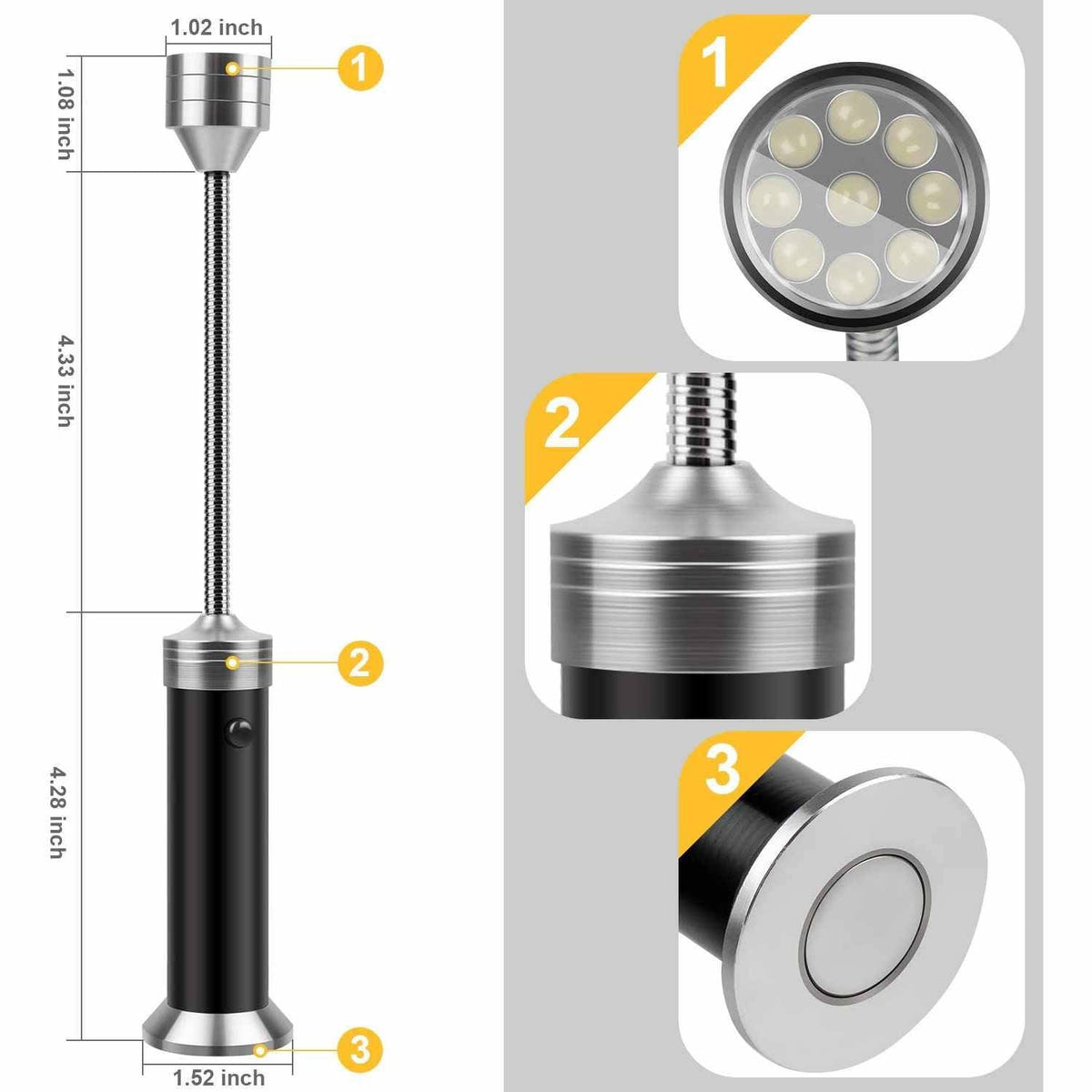 Dual-Pack Outdoor BBQ Light with Magnetic Base and Flexible Neck